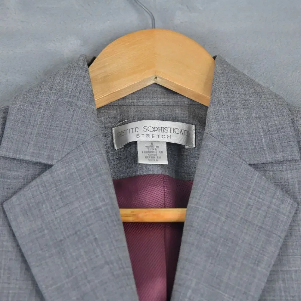 Vtg Petite Sophisticate Gray Blazer 8 Professional Y2K